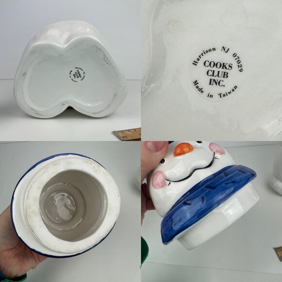 Vtg 90s Snowman Holding Cookies Cookie Jar w Lid Storage Orig Box Crazing READ - Picture 6 of 13